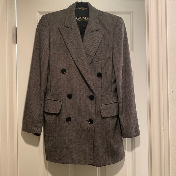 Escada Women’s Black White Wool Double Breasted Blazer size 4, 34 - Picture 1 of 16